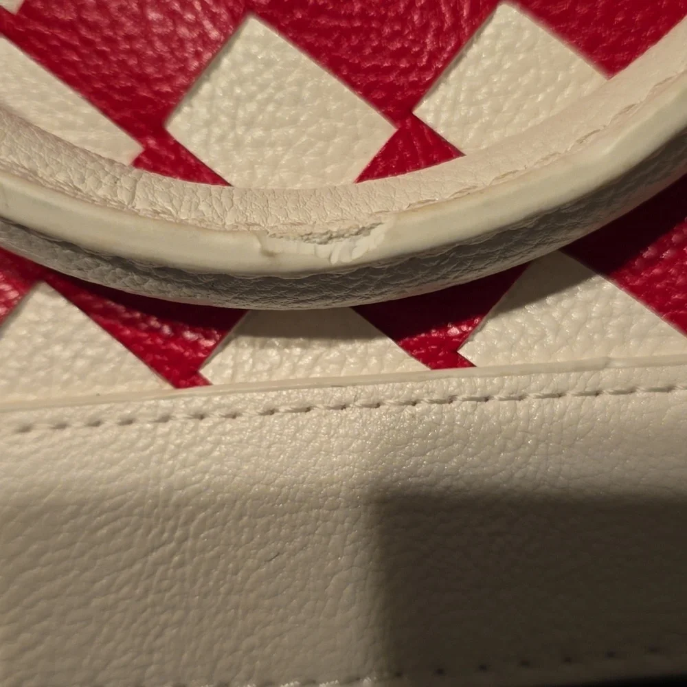 Betsey Johnson White Satchel with Pink Woven Panel & Bow